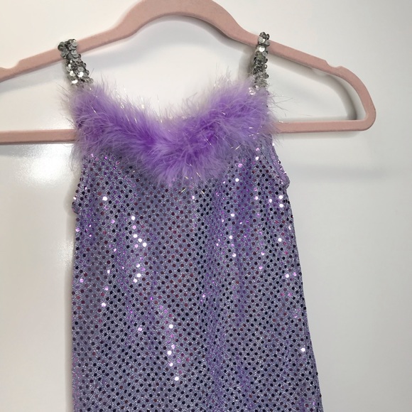 Puppet Workshop Kids Flapper costume purple feathers metallic silver kids small - Picture 2 of 11